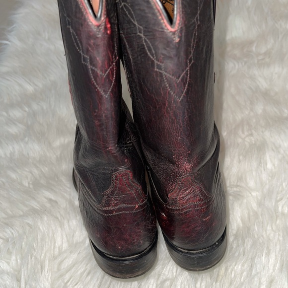 Vintage Lucchese oxblood ostrich leather boots - Picture 4 of 12